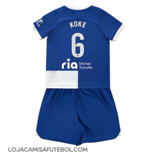 Camisa de Futebol Atletico Madrid Koke #6 Equipamento Secundário Infantil 2023-24 Manga Curta (+ Calças curtas)
